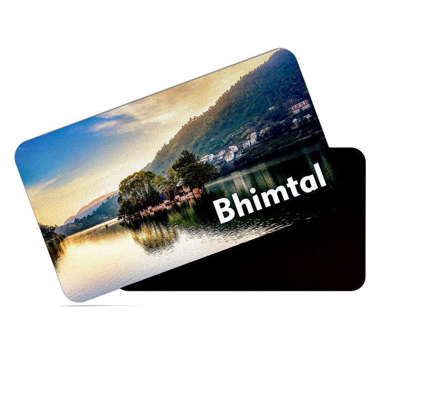 dhcrafts Rectangular Rubber Fridge Magnet / Magnetic Card Multicolor Uttarakhand Bhimtal Design Pack of 1 (8.6cm x 5.4cm)